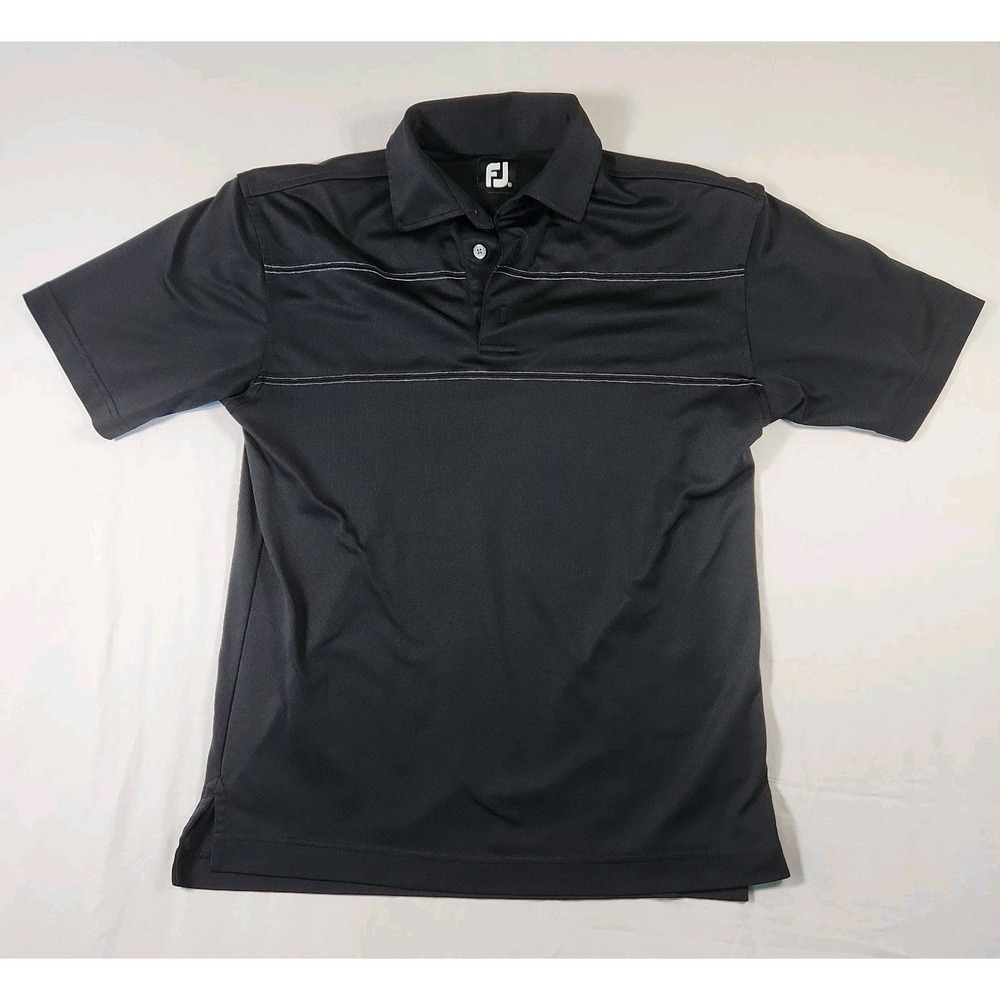FootJoy Shirt Mens Medium‎ Black Polo Golf Performance Athletic Short Sleeve